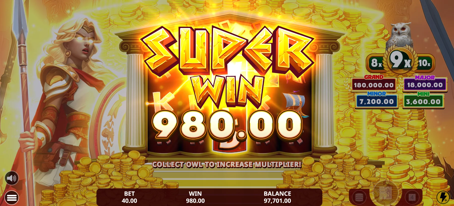 Law of Athena – Grand-Gewinn mit maximalem Multiplikator